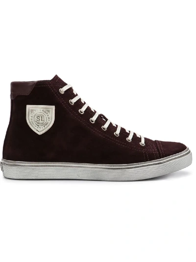 Saint Laurent Men's Bedford Suede High-top Sneakers In Red