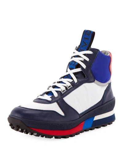 Givenchy Men's Tr3 Mid-top Colorblock Leather Runner Sneaker In Blue/red
