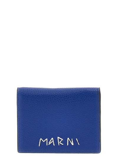 Marni Logo Embroidery Cardholder In Blue