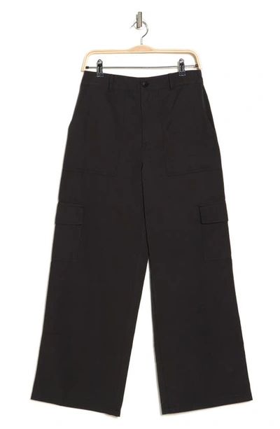 Calvin Klein Jeans Est.1978 Twill Wide Leg Cargo Pants In Black