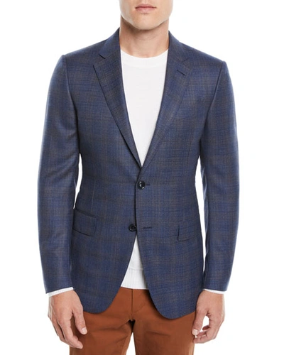 Ermenegildo Zegna Men's Two-tone Plaid Two-button Jacket In Blue