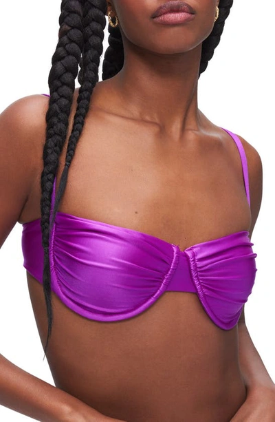 Good American Ruched Underwire Demi Cup Bikini Top In Brightorchid001