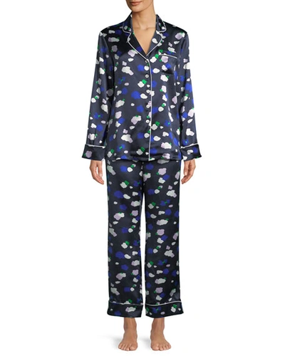 Olivia Von Halle Lila Maiko Dot-print Classic Pajama Set In Blue Pattern