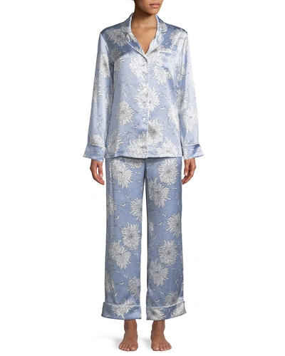 Olivia Von Halle Lila Kiko Classic Pajama Set In Blue Pattern