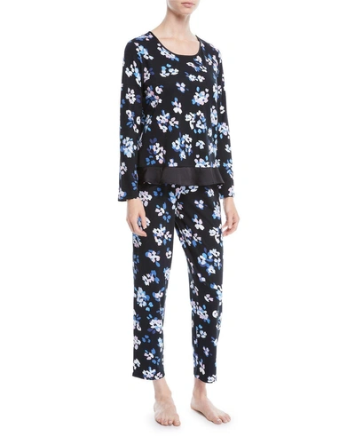 Kate Spade Floral Print Long Pajama Set In Blue Floral