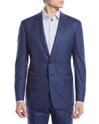 Giorgio Armani Men's Two-piece Herringbone Super 180s Wool Suit