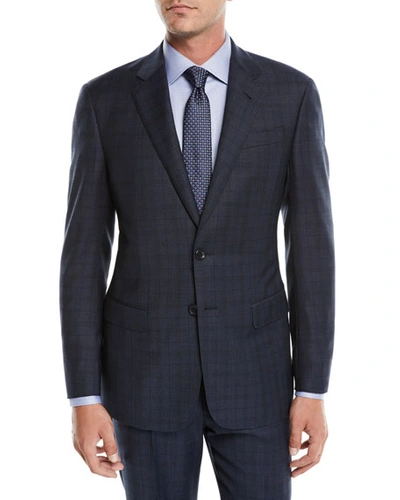 Giorgio Armani Men's Micro-nailhead Two-piece Wool Suit In Gray