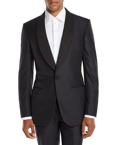 Ermenegildo Zegna Men's Shawl-collar Wool/silk Tuxedo Suit In Black