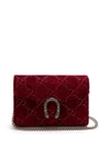Gucci Dionysus Gg Mini Velvet Shoulder Bag In Red