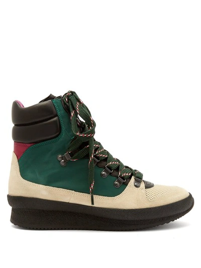 Isabel Marant Brendta Leather And Suede Boots In Green