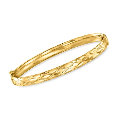 Ross-simons Italian 18kt Yellow Gold Crisscross-pattern Bangle Bracelet In Multi