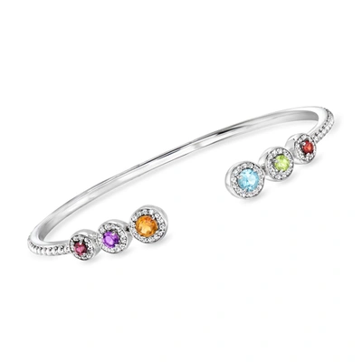 Ross-simons Multi-gemstone Cuff Bracelet In Sterling Silver