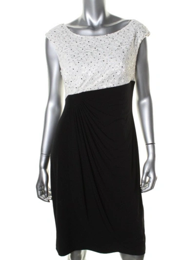Connected Apparel Petites Womens Sequined Sleeveless Cocktail Dress In Multi