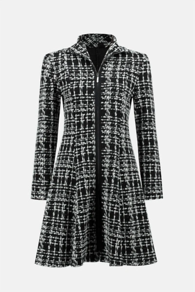 Joseph Ribkoff Abstract Houndstooth Jacket In Black/white