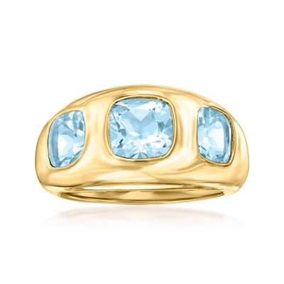 Ross-simons Sky Blue Topaz 3-stone Ring In 18kt Gold Over Sterling