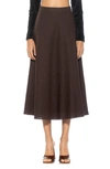 Alexia Admor Brilyn Linen Midi Skirt In Brown