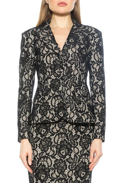 Alexia Admor Jessica Peak Lapel Lace Blazer In Black