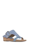 Donald Pliner Vine Buckled Wedge Sandal In Blue