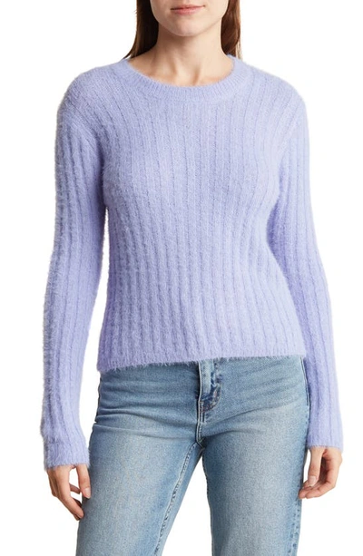 Cotton Emporium Eyelash Knit Pullover Sweater In Lavender