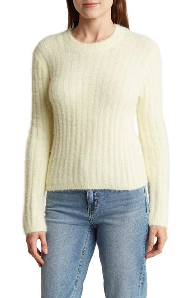 Cotton Emporium Eyelash Knit Pullover Sweater In Yellow