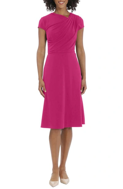 Maggy London Pleated Fit & Flare Dress In Audacious Orchid