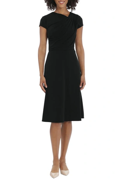 Maggy London Pleated Fit & Flare Dress In Black