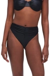 Good American Good Waist Ruched Bikini Bottoms In Black001