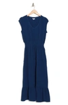 midi ruffle dress for women Ruffle Detail Tier Midi Dress-Poppy Red