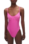 Good American Sparkle Show Off Underwire One-piece Swimsuit In Knockoutpink001