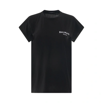 Balmain Short Sleeve Logo Flock Detail T-shirt