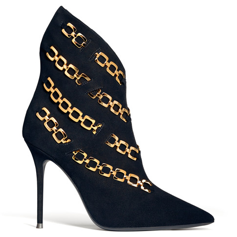 Giuseppe Zanotti - Black Suede Boot With Gold Metal Chains Karine ...