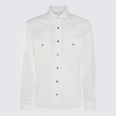 Brunello Cucinelli White Cotton Shirt In Beige
