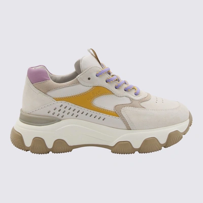 Hogan Yellow And Violet Leather Hyperactive Sneakers In Lilla/giallo