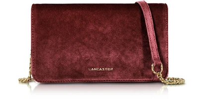 Lancaster Paris Velvet Flap Clutch W/strap In Red