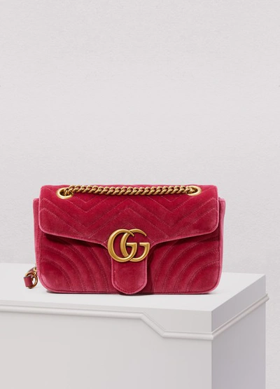 Gucci Gg Marmont Velvet Shoulder Bag In Pink