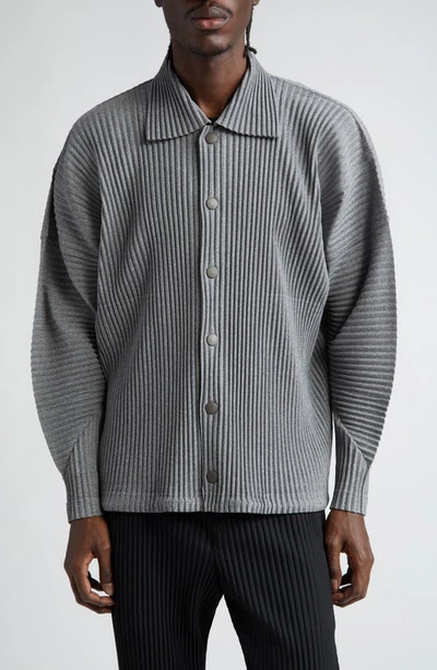Issey Miyake Heather Pleated Jacket In Gray