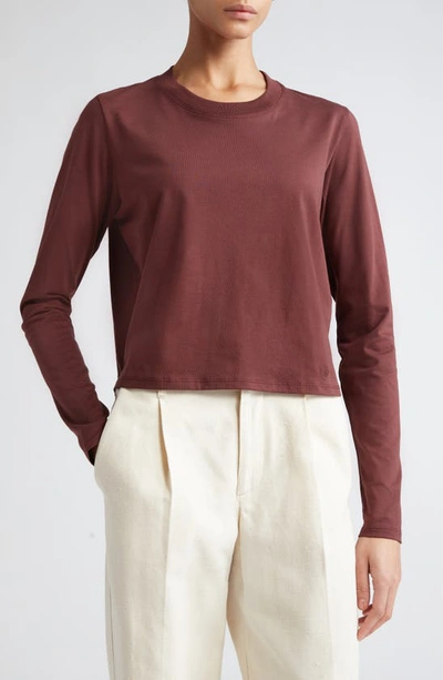 Loulou Studio Masal Long Sleeve Cotton T-shirt In Midnight Bordeaux