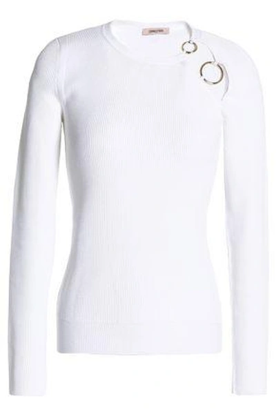 Cushnie Et Ochs Sienna Ring-embellished Cutout Ribbed-knit Jumper In White