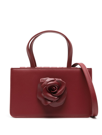 Puppets And Puppets Mini Rose Leather Tote Bag In Red