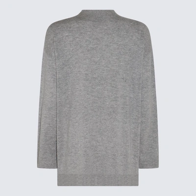 Allude Grey Wool And Cashmere Blend Cardigan