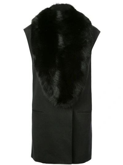 Thomas Wylde Miss Chow Fur Collared Vest - Black