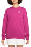 Nike Sportswear Club Fleece Crewneck Sweatshirt In Fireberry/ White