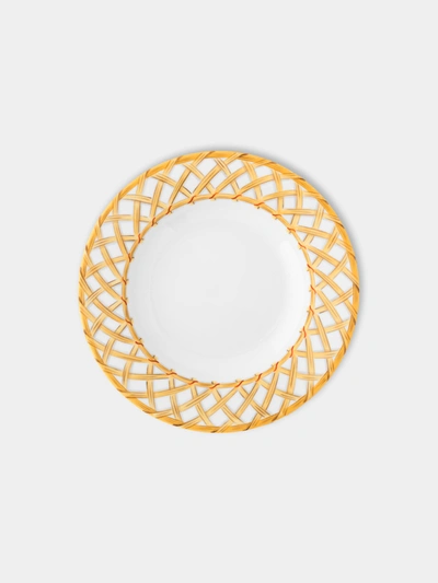 Pinto Paris Vannerie Cottage Porcelain Soup Plate In Gold