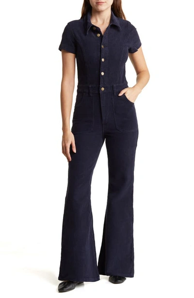 Rolla's Eastcoast Flare Leg Corduroy Jumpsuit In Navy