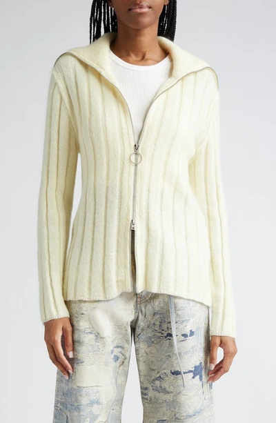 Acne Studios Women's Kanela Rib-knit Zip Jumper In Soft Yellow