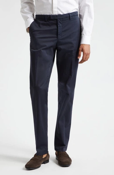 Boglioli Stretch Cotton Chinos In Navy