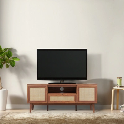 Jonathan Y Finley 59 In. Farmhouse Caned Tv Stand With Drawer And Storage Doors