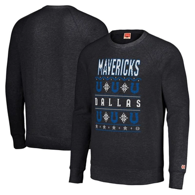 Homage Unisex  Charcoal Dallas Mavericks Holiday Raglan Pullover Sweatshirt