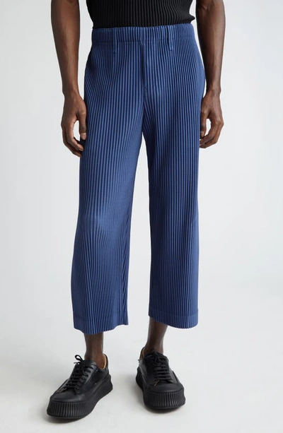 Issey Miyake Pleated Straight Leg Pants In Stormy Blue