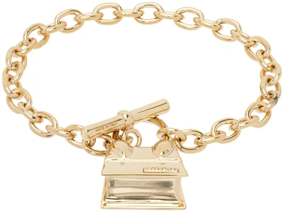 Jacquemus Gold Le Raphia 'le Bracelet Chiquito Barre' Bracelet In 270 Light Gold
